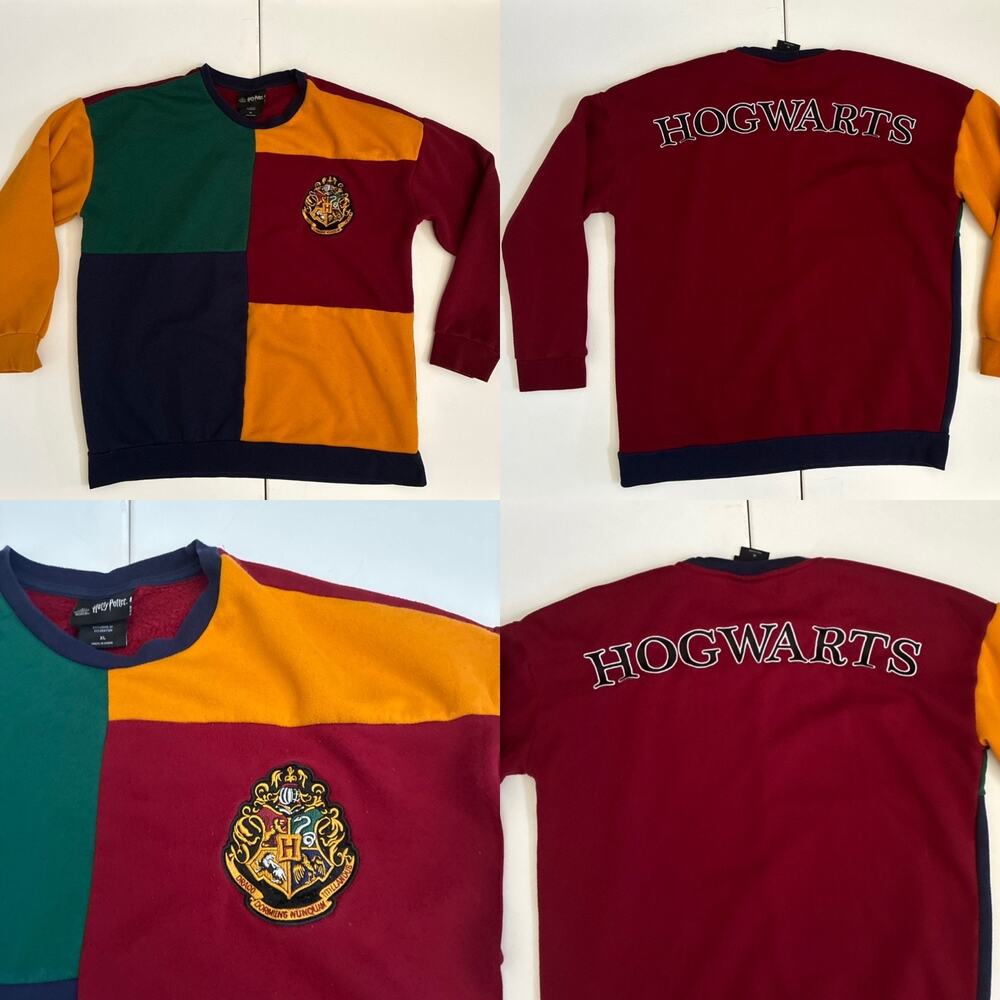 Harry Potter Men's Size XL Hogwarts School Long Sleeve Pullover Fleece Sweater